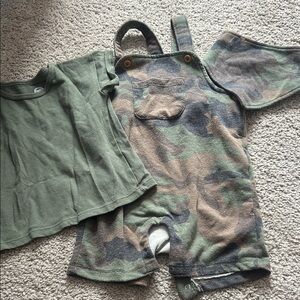 Wonder Nation Camouflage Overalls with Green Shirt